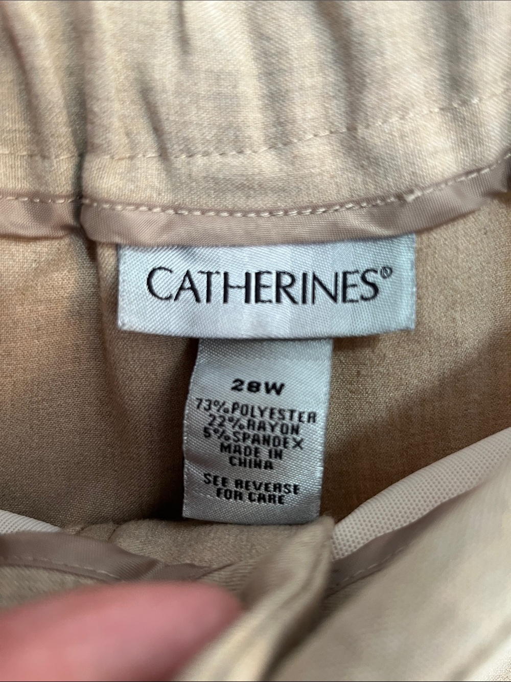 Catherines Beige Elastic Waist pants Women’s 28W 3X Tan Beige - Picture 4 of 10